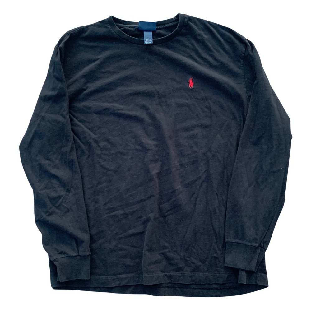 Vintage Polo Ralph Lauren Shirt Mens Large Black Long Sleeve Red Pony 90s Y2K